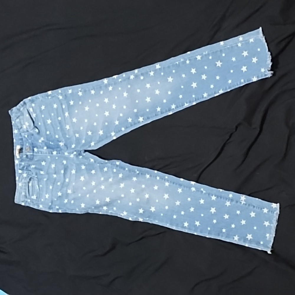 Forever 21 Girls skinny jeans with adjustable waist & white stars. Sz 13/14